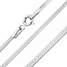 Srebrny łańcuszek 925, spłaszczony z ukośnie rozmieszczonymi ogniwami, szerokość 1,8 mm, długość 450 mm