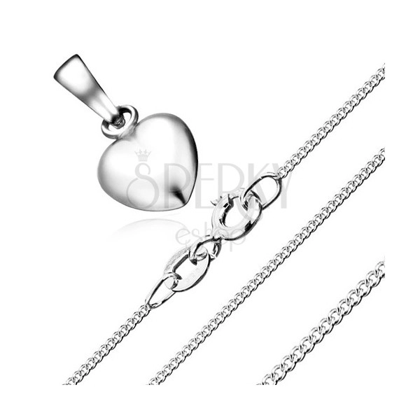 Naszyjnik - symetryczne serce i łańcuszek ze skręconych ogniw, srebro 925