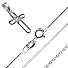 Naszyjnik ze srebra 925, drobny łańcuszek i przewiązany krzyż
