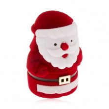 Aksamitne pudełeczko na pierścionek, czerwono-biała postać Mikołaja