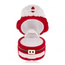 Aksamitne pudełeczko na pierścionek, czerwono-biała postać Mikołaja