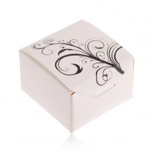 Białe papierowe pudełeczko na pierścionek, ornament ze skręconych liści