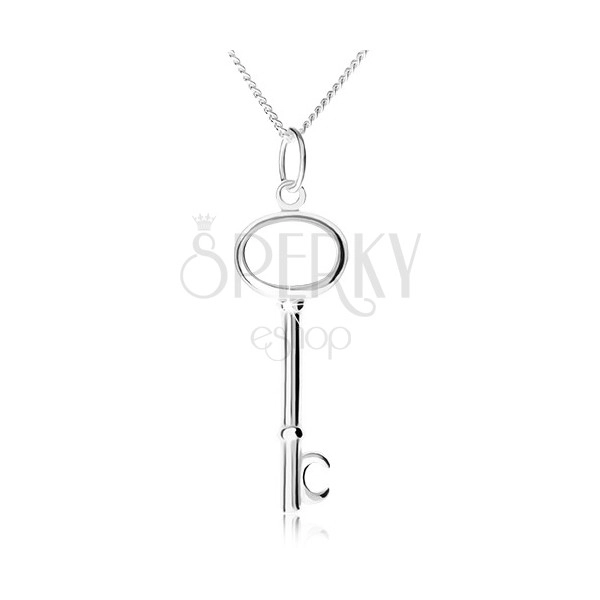 Srebrny naszyjnik 925, łańcuszek i wisiorek klucz