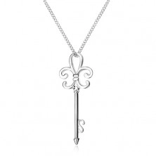 Naszyjnik ze srebra 925, łańcuszek i kluczyk, Fleur de Lis