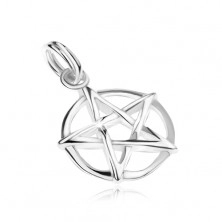 Wisiorek - pentagram w kole, srebro 925