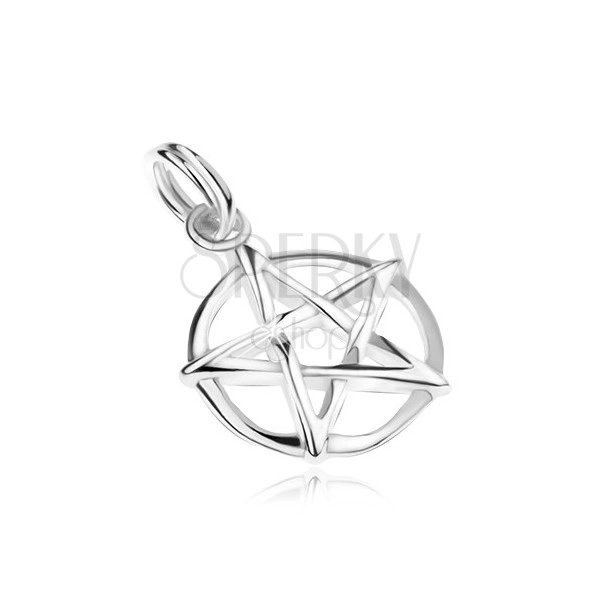 Wisiorek - pentagram w kole, srebro 925