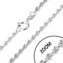 Łańcuszek ze srebra 925, spiralnie połączone ogniwa, 1,4 mm
