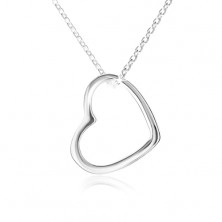 Naszyjnik - kontury symetrycznego serca, lśniący łańcuszek, srebro 925