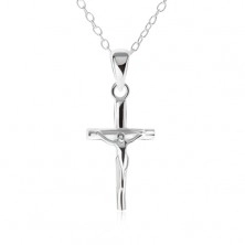 Łańcuszek i wisiorek Jezus na krzyżu - naszyjnik ze srebra 925