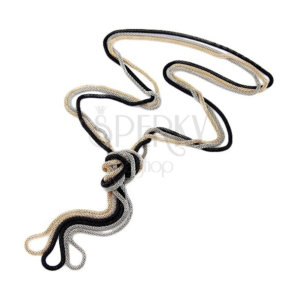Naszyjnik - okrągłe łańcuszki w czarnym, srebrnym i złotym kolorze