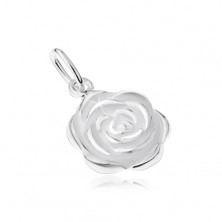 Srebrny wisiorek 925, rozwinięty kwiat róży