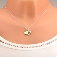 Srebrny naszyjnik - łańcuszek, trzy serduszka, złoty, srebrny i miedziany kolor