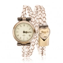 Zegarek na rękę, pleciona bransoletka, cyferblat i sprzączka w matowym złotym kolorze