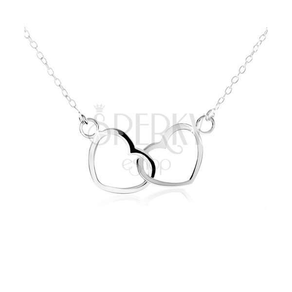 Naszyjnik ze srebra 925 - dwa cienkie połączone zarysy symetrycznych serc