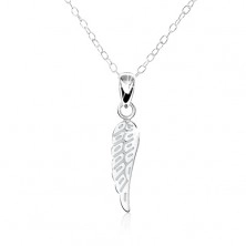 Srebrny naszyjnik 925 - lekko grawerowane płaskie skrzydło anielskie