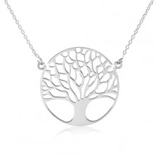 Srebrny naszyjnik 925, drobny łańcuszek, drzewo życia