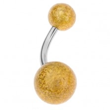 Akrylowy kolczyk do brzucha, kuleczki o piaskowanej powierzchni w złotym kolorze