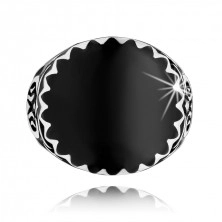 Pierścionek ze srebra 925, czarne zdobienie, zygzakowaty wzór i ornamenty