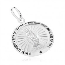 Wisiorek ze srebra 925, motyw cudownego medalika - Maryja Panna, modlitwa