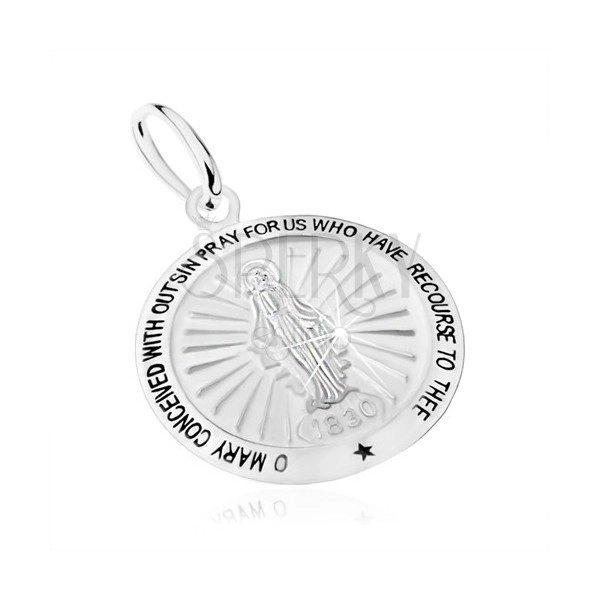 Wisiorek ze srebra 925, motyw cudownego medalika - Maryja Panna, modlitwa