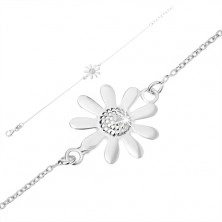 Regulowana bransoletka ze srebra 925, drobny łańcuszek, kwiatek