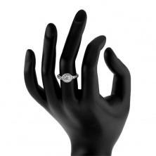 Srebrny pierścionek 925, przezroczyste cyrkoniowe słońce, lśniące kamyczki