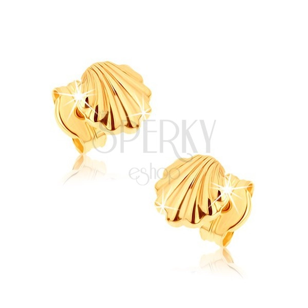 Kolczyki z żółtego złota 9K - lśniące morskie muszle