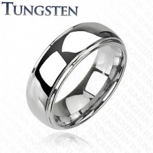 Tungsten - Wolframowy pierścionek błyszczący z wypukłym, środkowym pasem
