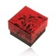 Czerwono-czarne pudełeczko prezentowe na pierścionek, motyw kwiecistych ornamentów
