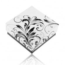 Czarno-białe pudełeczko prezentowe na biżuterię, kwieciste ornamenty