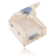 Tekturowe pudełeczko na pierścionek lub kolczyki, kremowy kolor, niebieski mak
