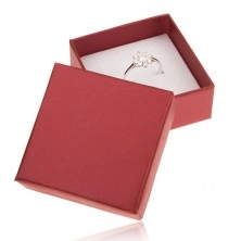 Pudełeczko prezentowe na pierścionek i kolczyki, perłowy czerwony kolor