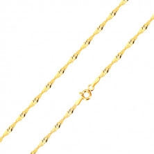 Łańcuszek z żółtego złota 14K - lśniące płaskie owalne ogniwa, spirala, 500 mm