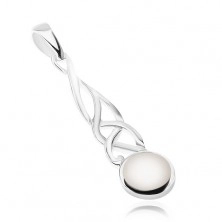 Wisiorek ze srebra 925, plecionka, okrąg z białą masą perłową