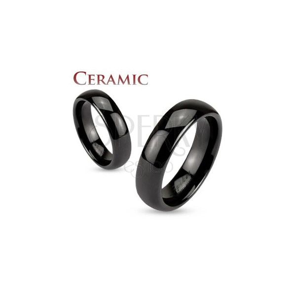 Ceramiczna obrączka czarnego koloru, lśniąca i gładka powierzchnia, 6 mm