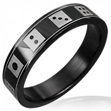 Czarny stalowy pierścionek kostki do gry