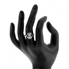 Zaręczynowy pierścionek, srebro 925, jasna cyrkonia - motylek, podwójna oprawa