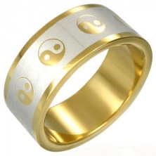 Pozłacany pierścionek Yin-Yang