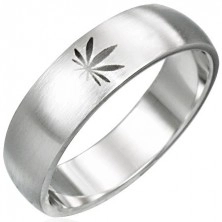 Stalowy pierścionek motyw marihuana