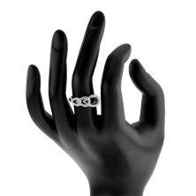 Zaręczynowy pierścionek ze srebra 925, trzy cyrkoniowe kontury kropelek