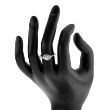 Zaręczynowy pierścionek ze srebra 925, przezroczyste cyrkoniowe serce, zakrzywione linie