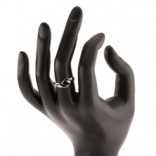 Srebrny pierścionek 925, gładkie ramiona, ukośne czarne pasy i owal