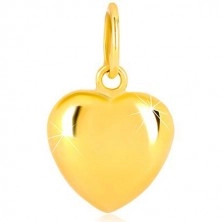 Wisiorek w żółtym 9K złocie - wypukłe serce, lustrzany połysk, dwustronny