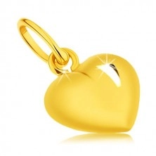 Wisiorek w żółtym 9K złocie - wypukłe serce, lustrzany połysk, dwustronny