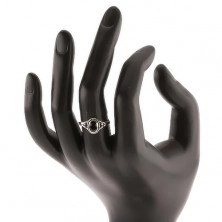 Patynowany pierścionek ze srebra 925, czarny owal, kuleczki, wysoki połysk 