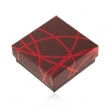 Upominkowe pudełeczko na biżuterię, czarno-czerwone, krzyżujące się linie, prążki