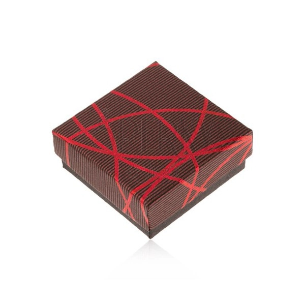 Upominkowe pudełeczko na biżuterię, czarno-czerwone, krzyżujące się linie, prążki