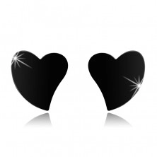 Sztyfty stalowe, asymetryczne serce czarnego koloru, wysoki połysk