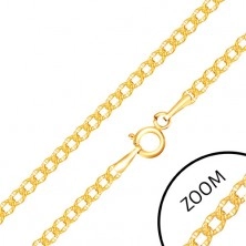 Złoty łańcuszek 375 - płaskie elipsowe ogniwa z delikatnymi nacięciami, 500 mm