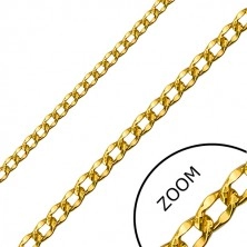 Złoty łańcuszek 375 - płaskie elipsowe ogniwa z delikatnymi nacięciami, 450 mm